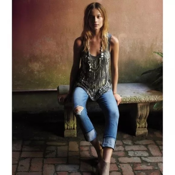 ANTHROPOLOGIE Fanned Mercury Tank Top Delleta - Picture 2 of 6